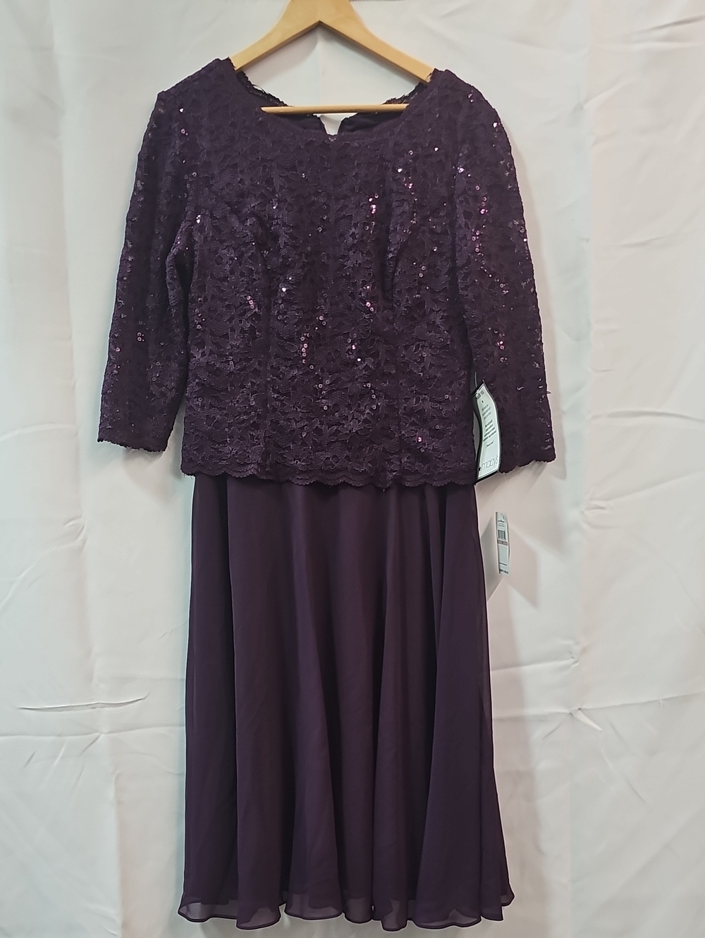 ALEX EVENINGS SEQUINED LACE MIDI DRESS BFPM-09-247